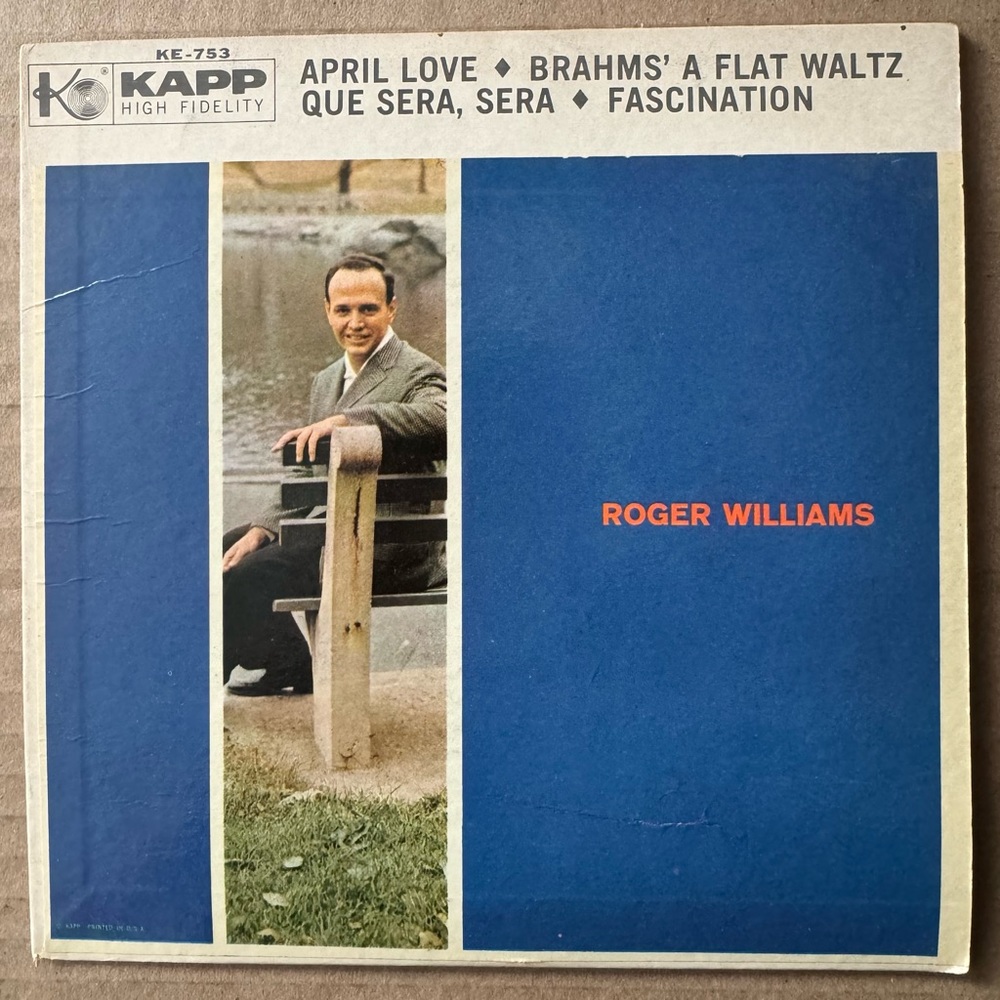 ROGER WILLIAMS FASINATION/BRAHMS' A FLT WALTZ/APRIL LOVE/... VINYL 45 EX 46-144